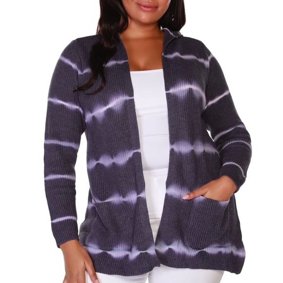 Belldini Sweaters - Belldini Kamila Tie-Dye Hooded Cardigan in navy/white size S.